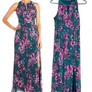 EUC R&M Richards Size 4P Long Elegant Floral Print Dress w/Side Slit & Keyhole